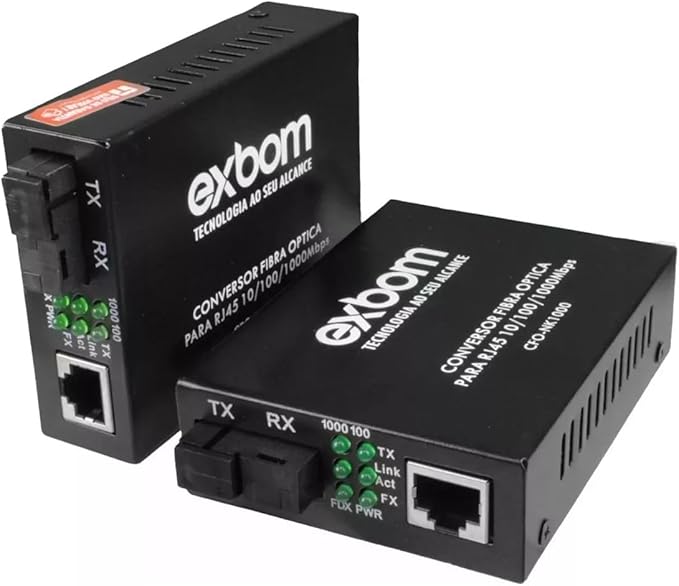 Par Conversor Mídia 1 Fibra Óptica P/ Rj45 Gigabit 1000 Mbps