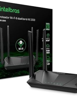 Roteador Wi-Fi 6 Dual Band RX 1500 Preto Intelbras