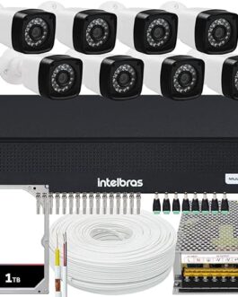 Kit DVR Intelbras 8 canais H.265 1TB 8 câmeras Full HD 20m