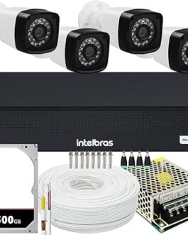 Kit DVR Intelbras 4 canais H.265 4 câmeras Full HD 20 metros